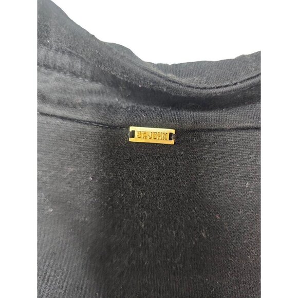 St John Stretchy Soft Zip Jacket SZ L Black Pockets Drawstring - Picture 7 of 10